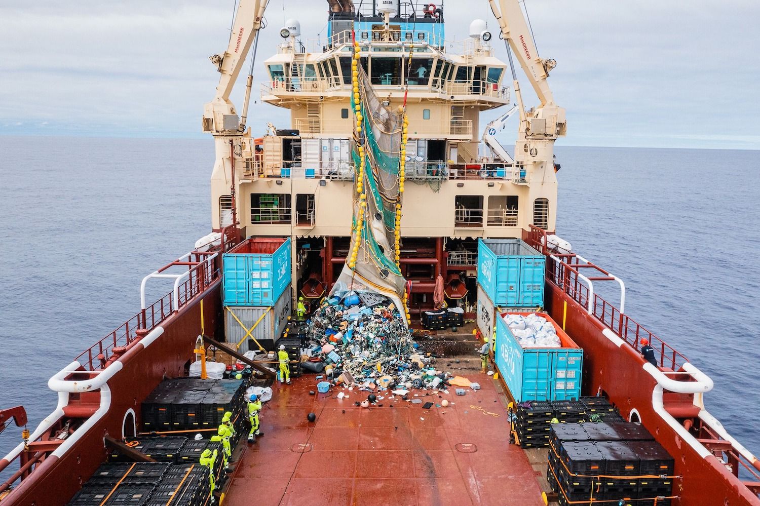 Trash collected by the vessels of The Great Ocean Cleanup