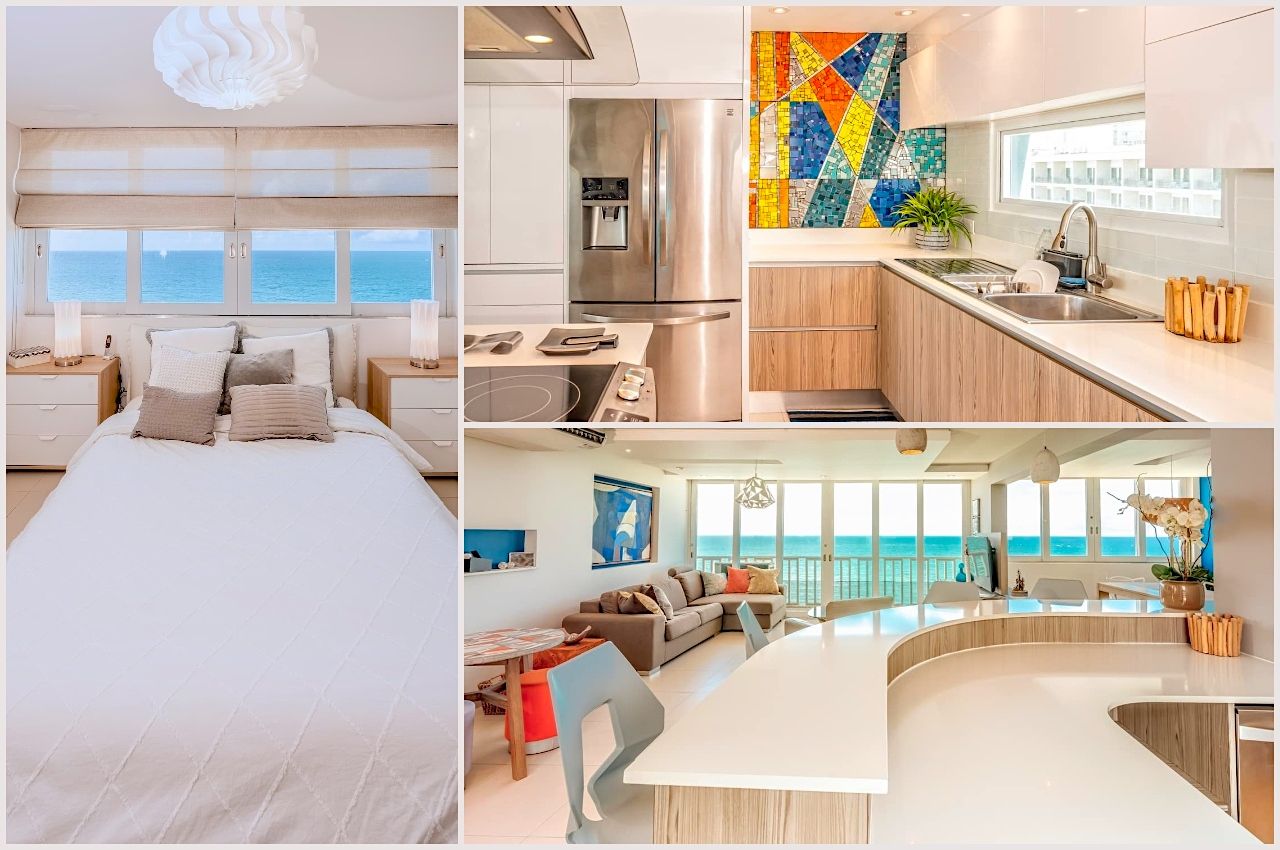 Collage of images of Airbnb in San Juan one of the best Airbnbs in Puerto Rico