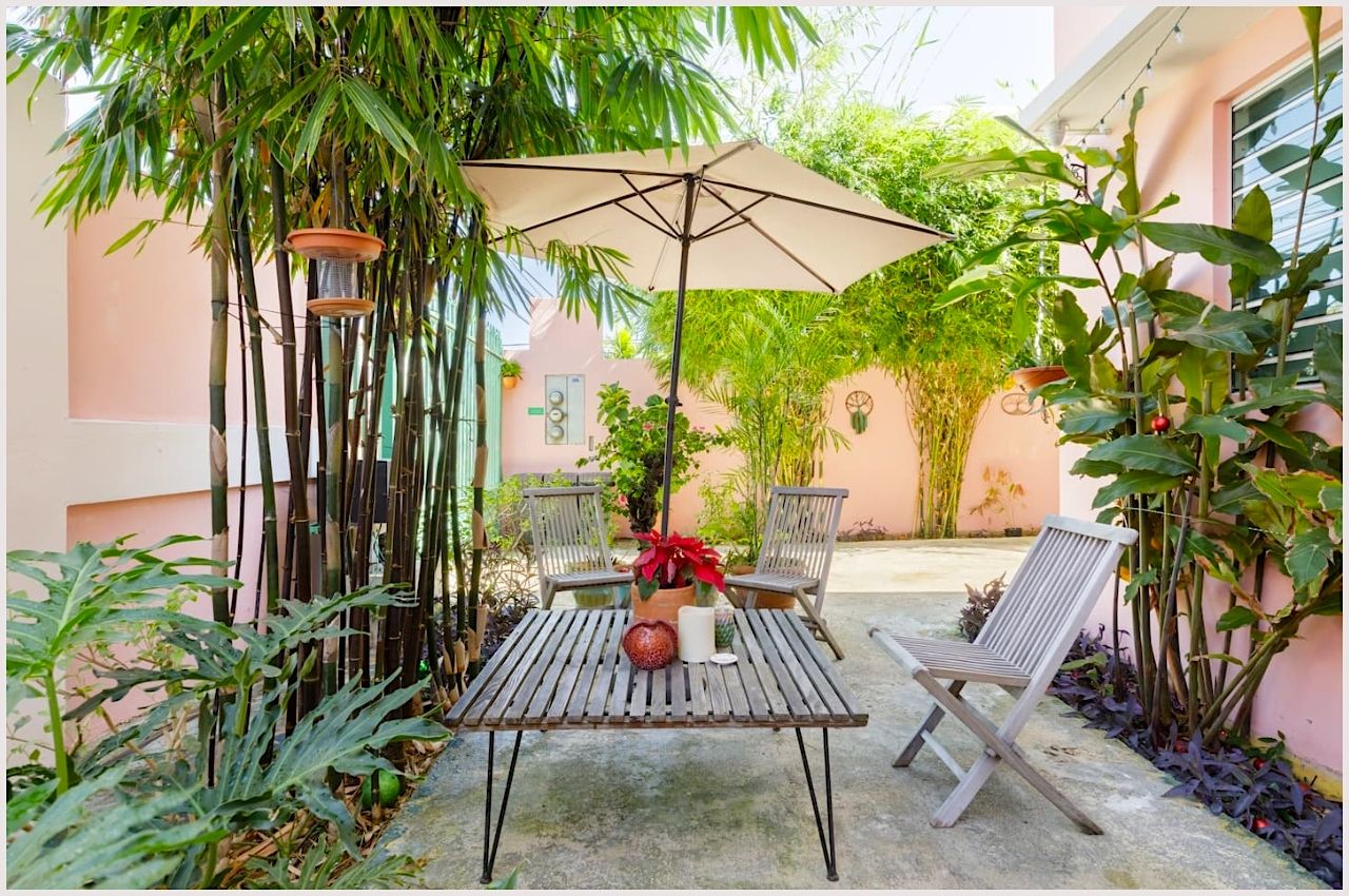 Outdoor garden in one of the best Airbnbs in Puerto Rico