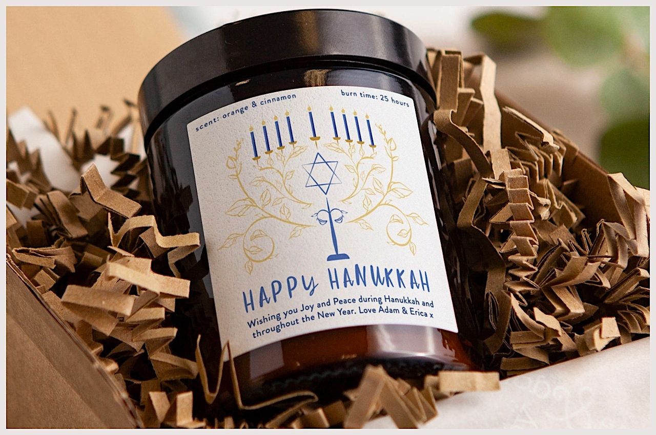 Personalized Hanukkah candle gift