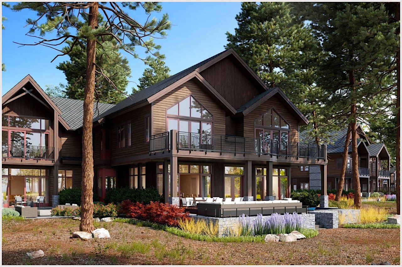 The exterior of Edgewood Tahoe Resort has a small garden and a large patio space