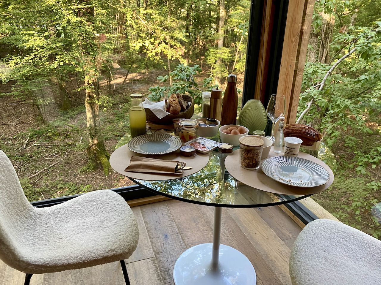 Breakfast in the private lodge at the Loire Valley Lodges 