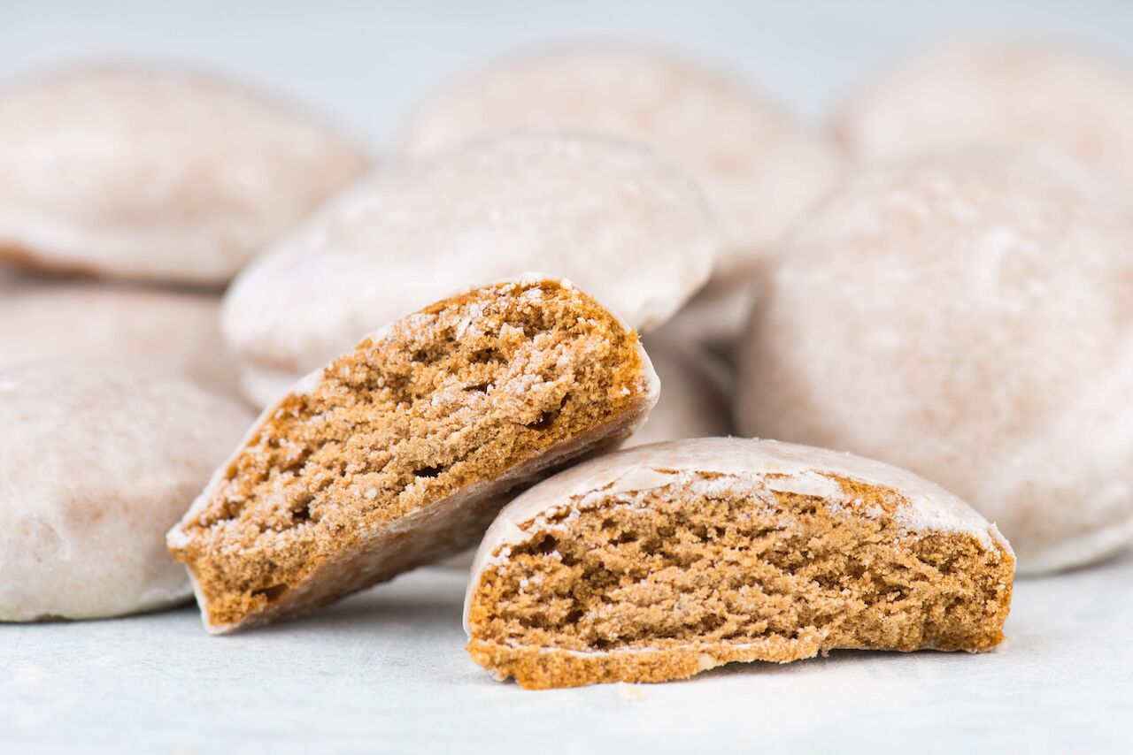 Gingerbread pfeffernusse are german christmas cookies with a crispy sugar glaze