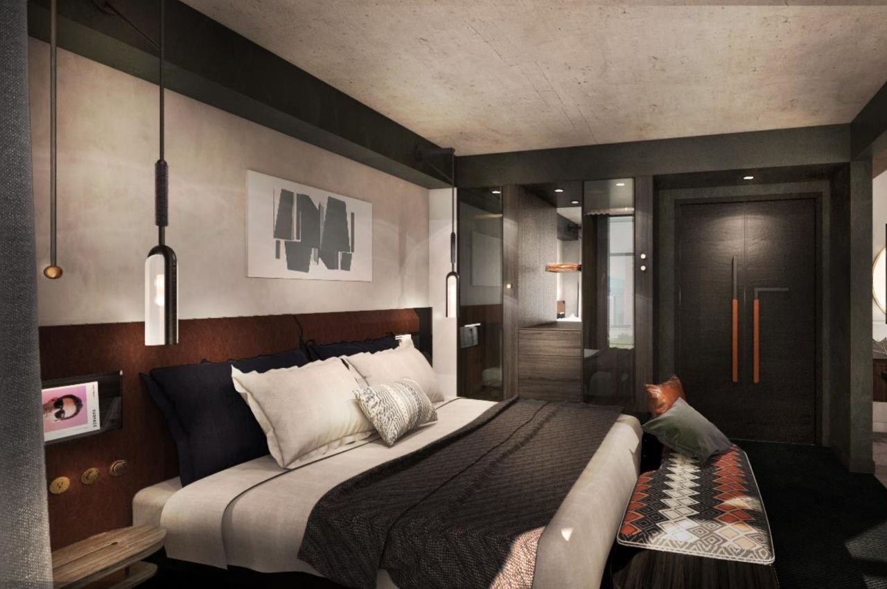 Rendering of bedroom at the Thompson Hotel Denver, one of the best new luxury hotels in US