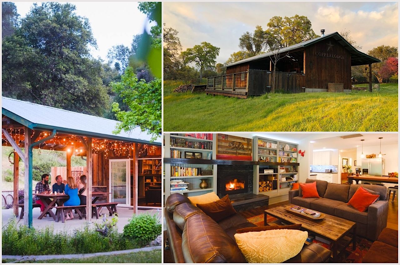Collage of photos of one of the best airbnb yosemite rentals