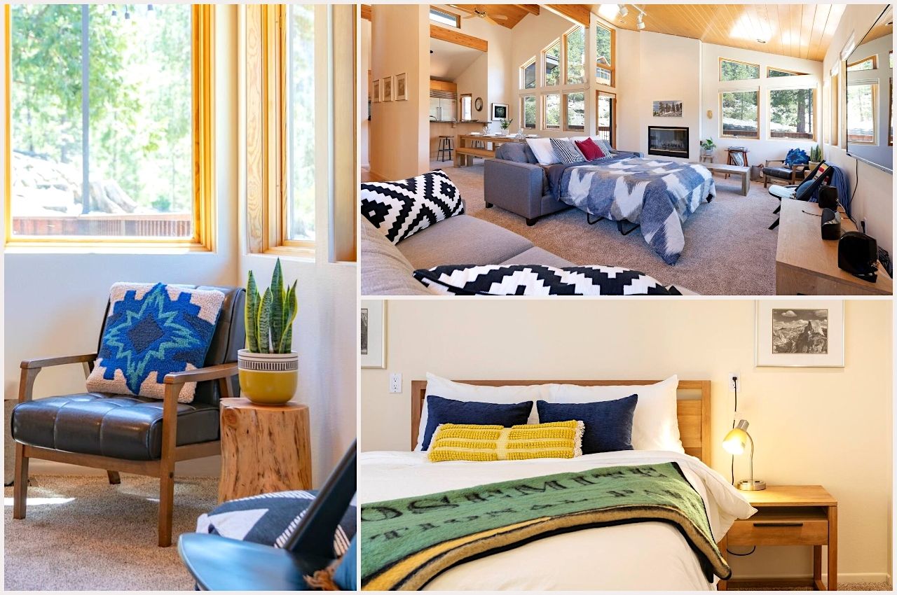 Photo collage of a colorful home available to rent near Yosemite