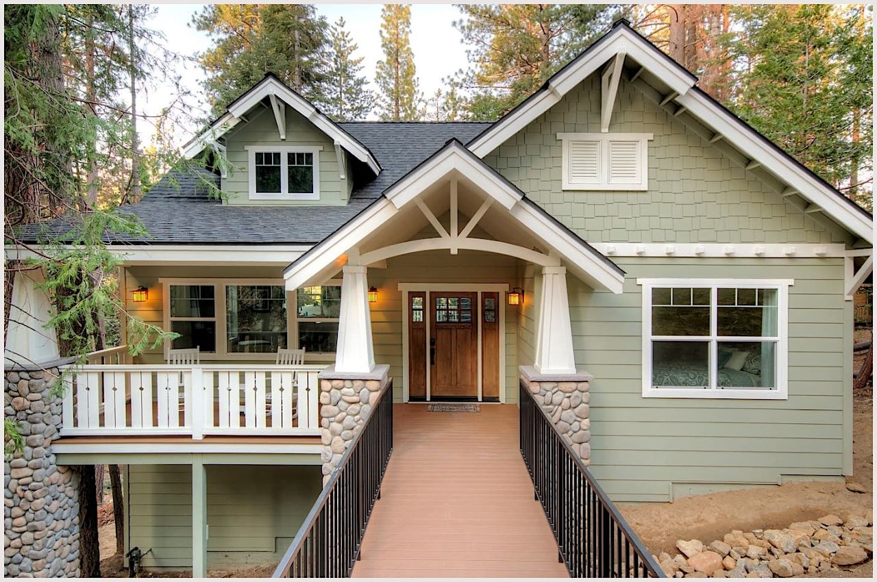 A modern craftsman-style Yosemite Airbnb on a hill