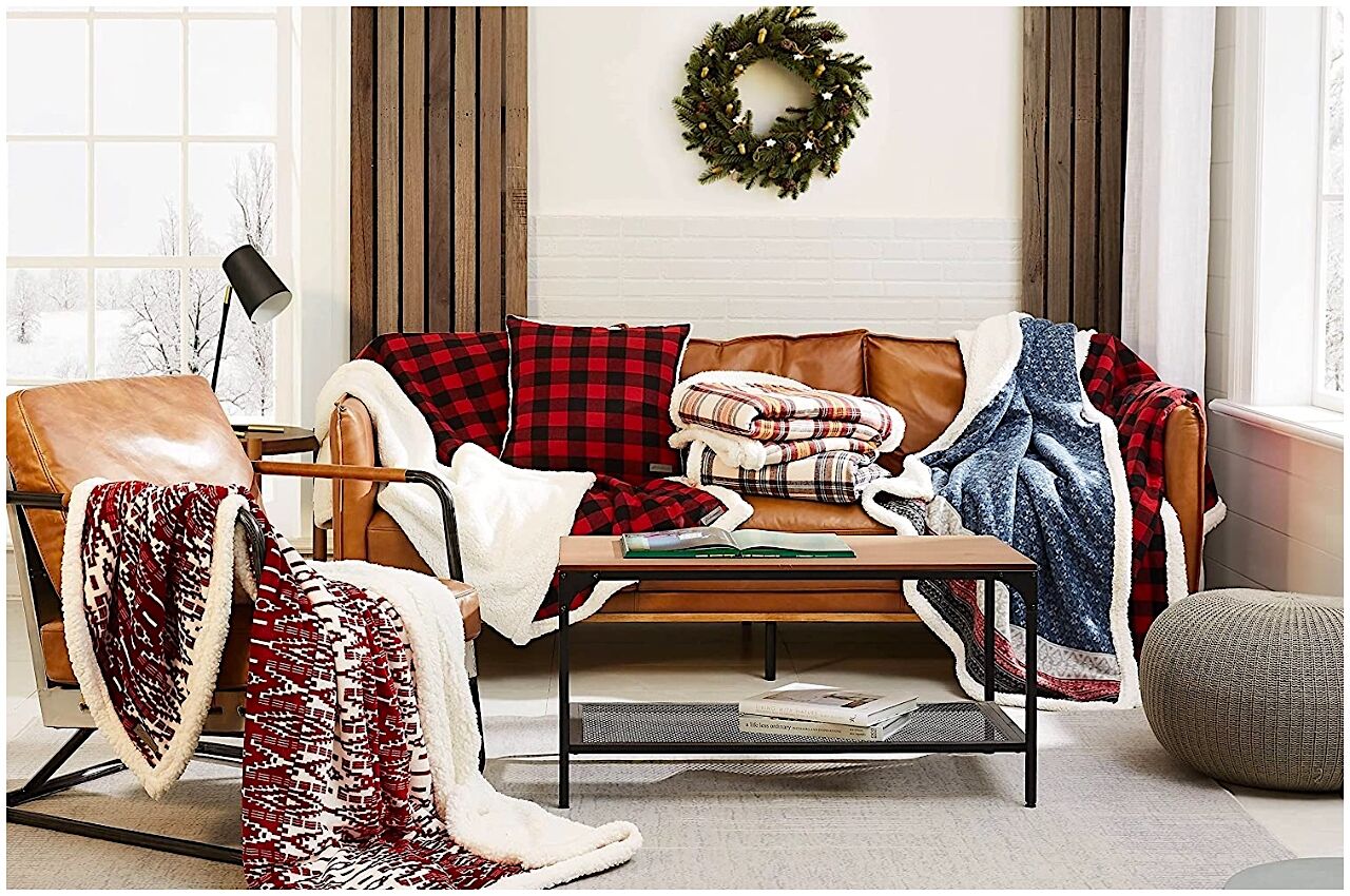Christmas blankets in living room perfect relaxation gifts 