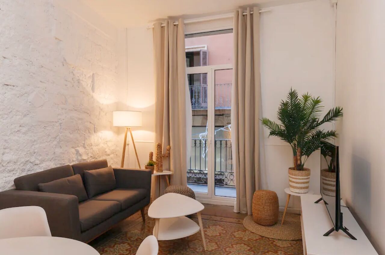 living room of the stylish apartment in the ciutat vella district