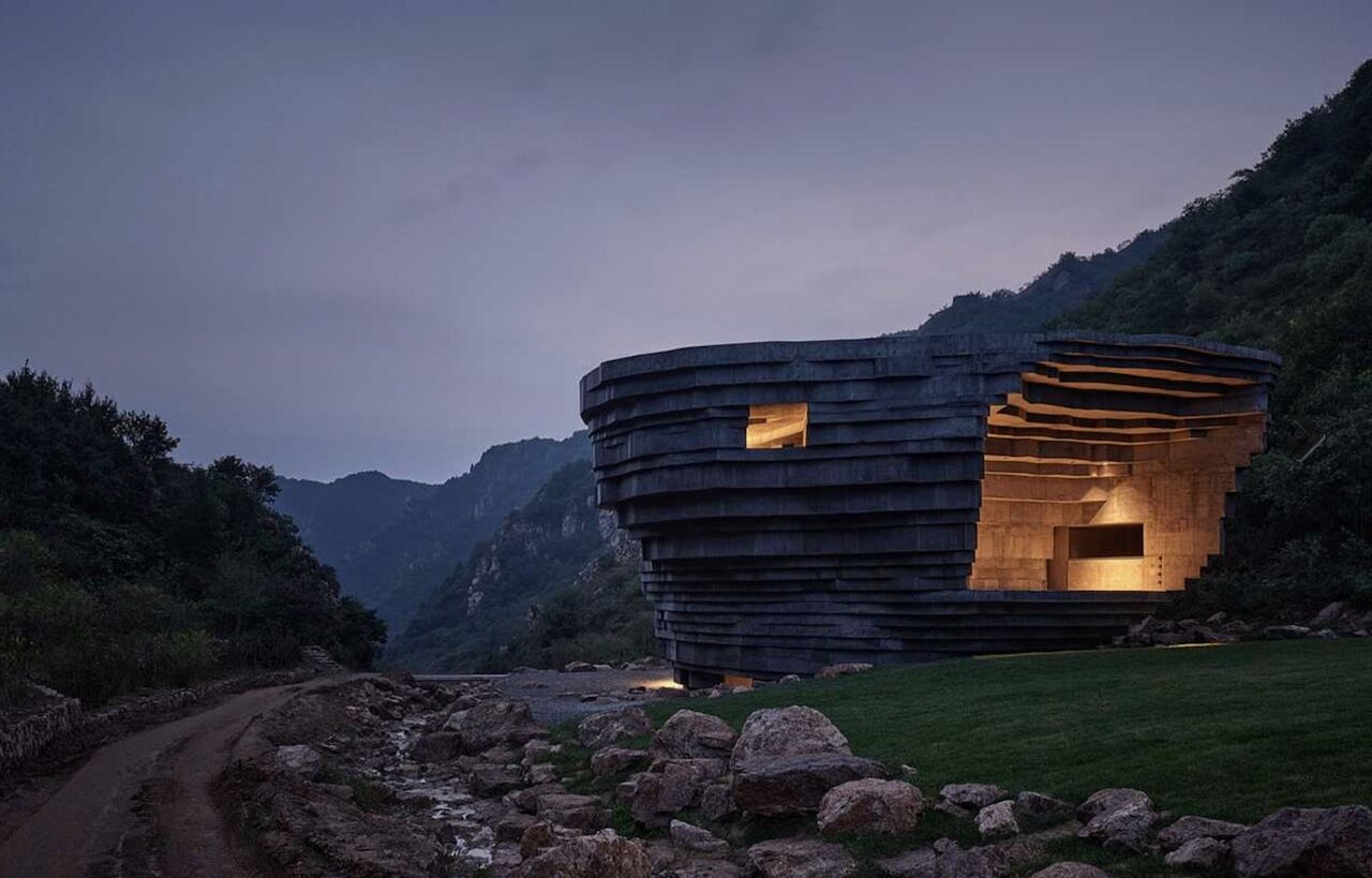 Concert hall created in a cave-like structure in China
