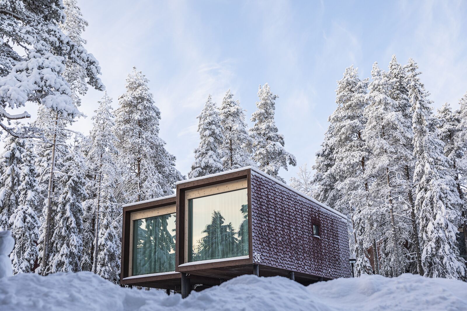 Arctic TreeHouse Hotel in the winter