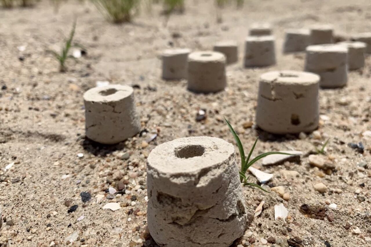 aquastor devices in a field of sand