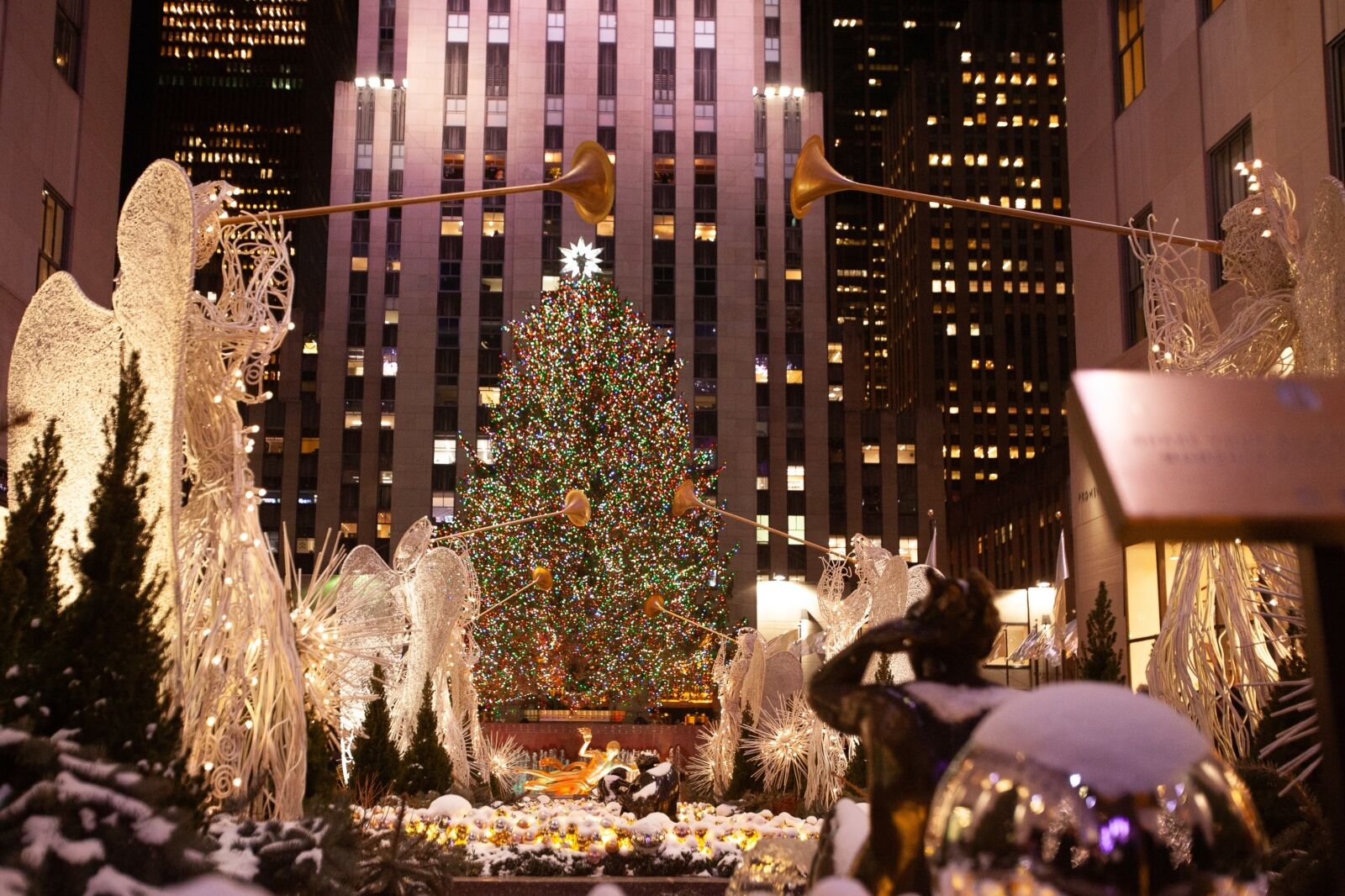 Rockefeller Christmas Tree with glowing angels