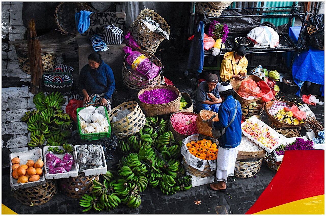 Colorful market scene south east asia