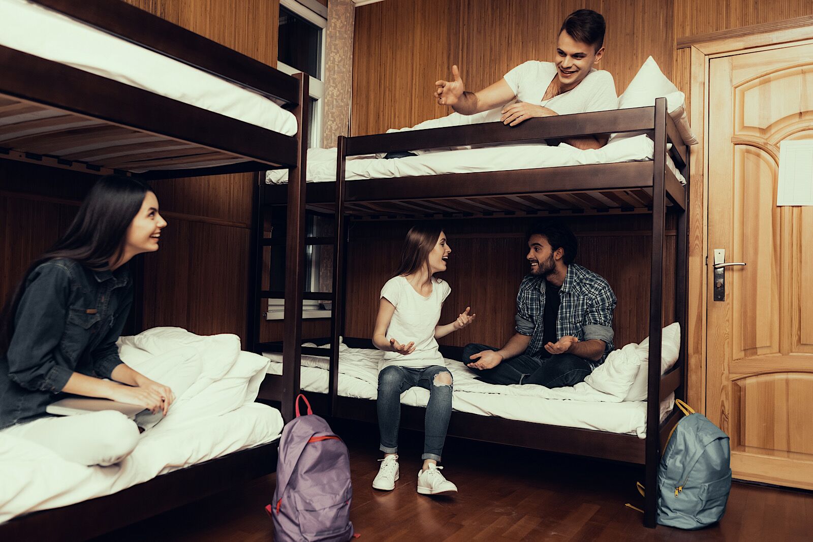 Young people in a hostel