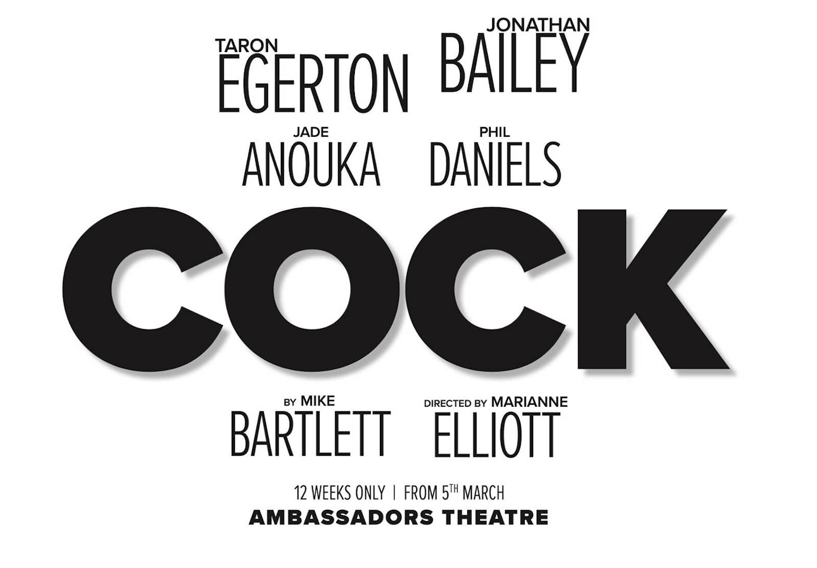 Poster for "Cock", one of the best London shows in 2022