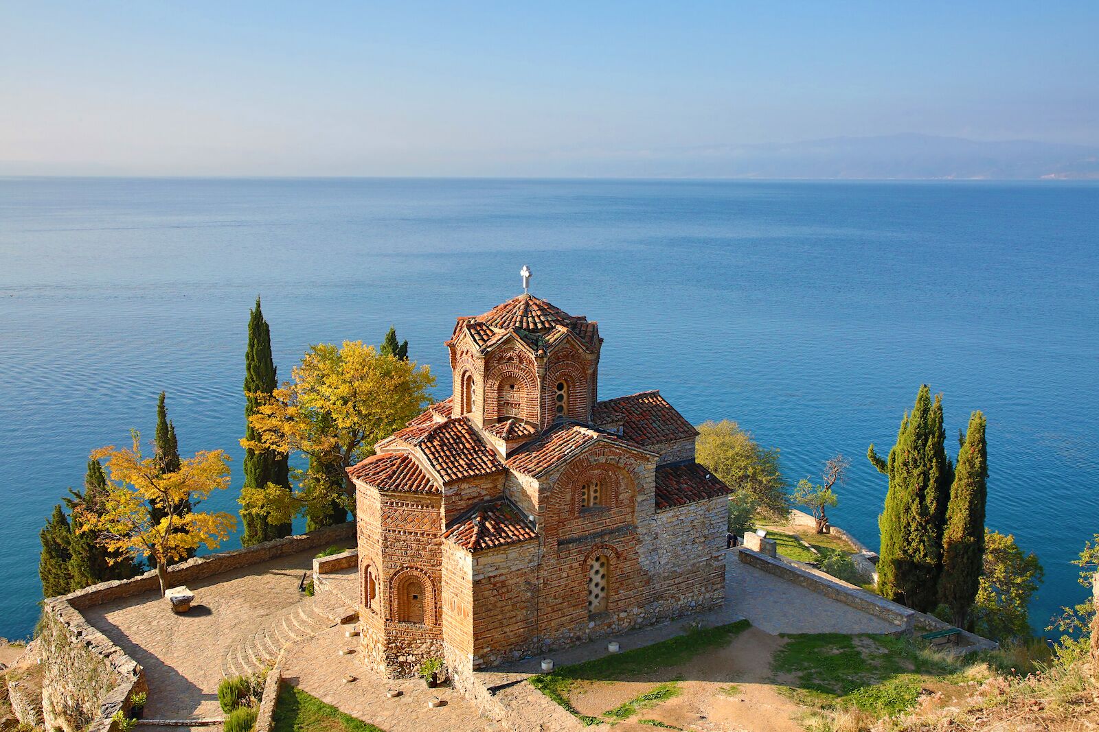 Church of Saint John on the Lake Ohrid, in Ohrid, North Macedonia. North Macedonia recently changed its name.