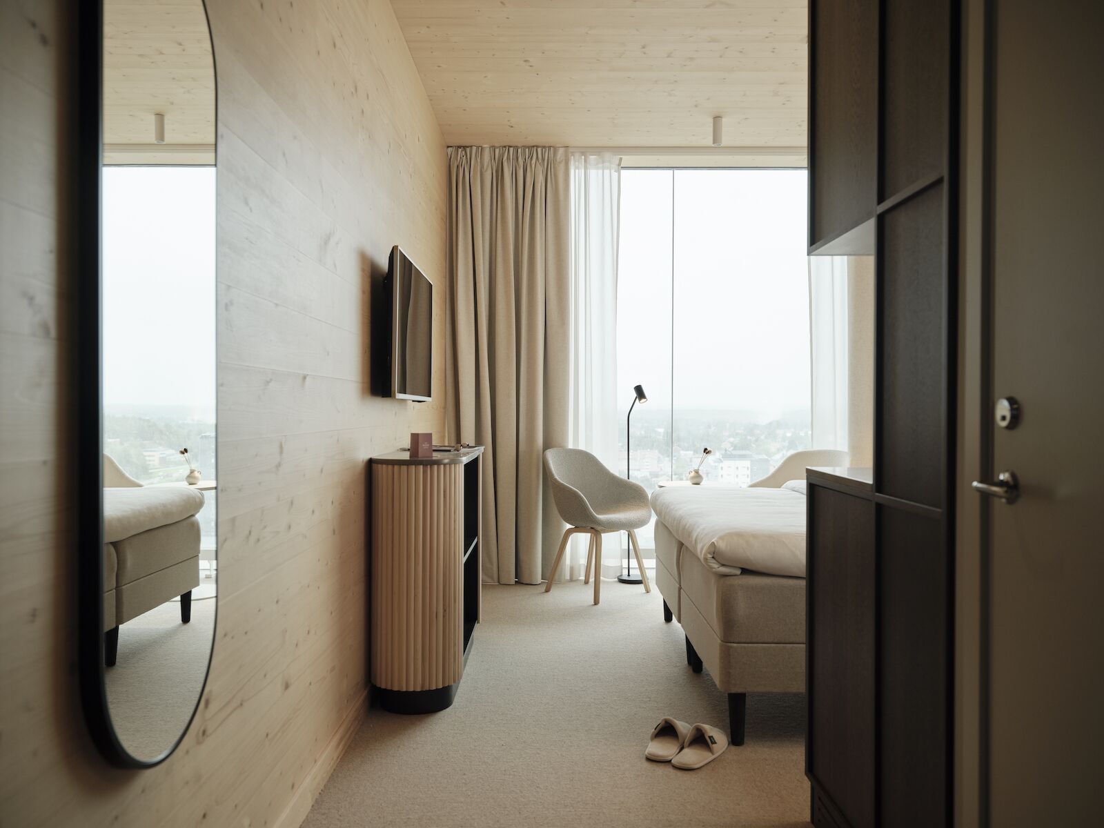View of a room at the Wood Hotel in Sweden