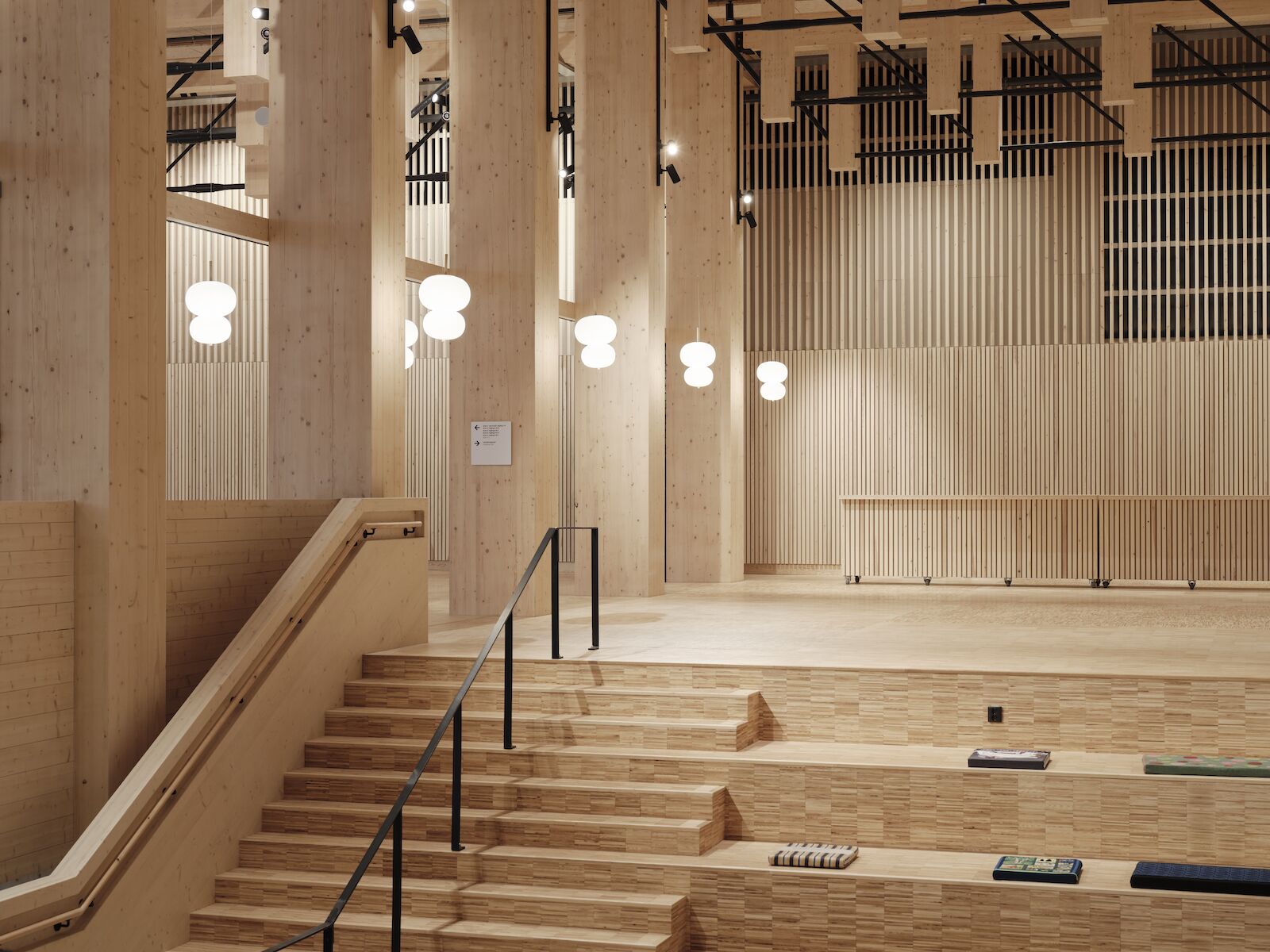 Interior view of the performance space at the Wood Hotel in Sweden