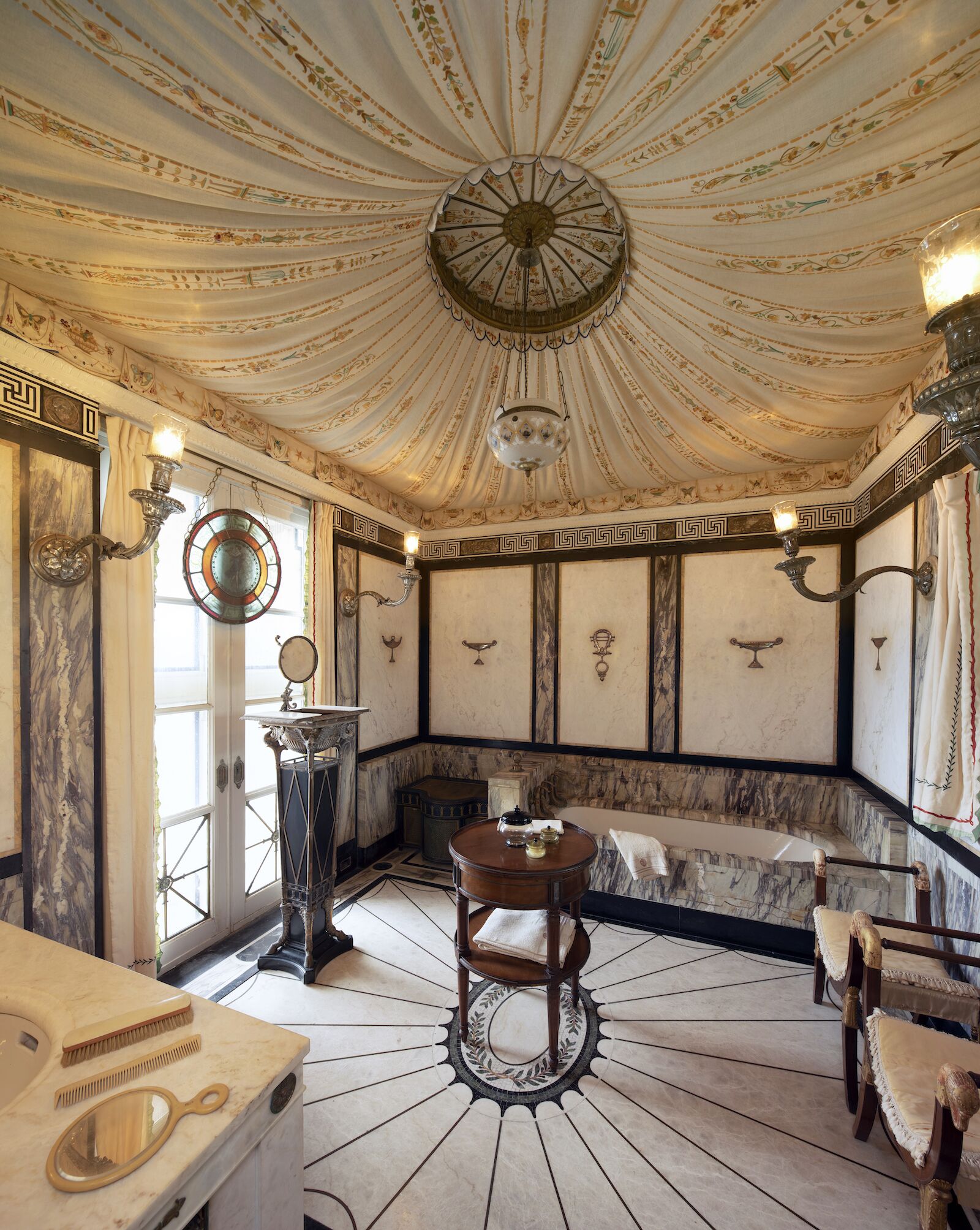 John Deering's bathroom, made of marble, at the Vizcaya Museum and Gardens in Miami