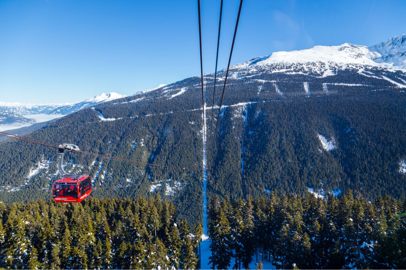 The Peak 2 Peak connects Blackcomb and Whistler and is the longest free span gondola in the world.
