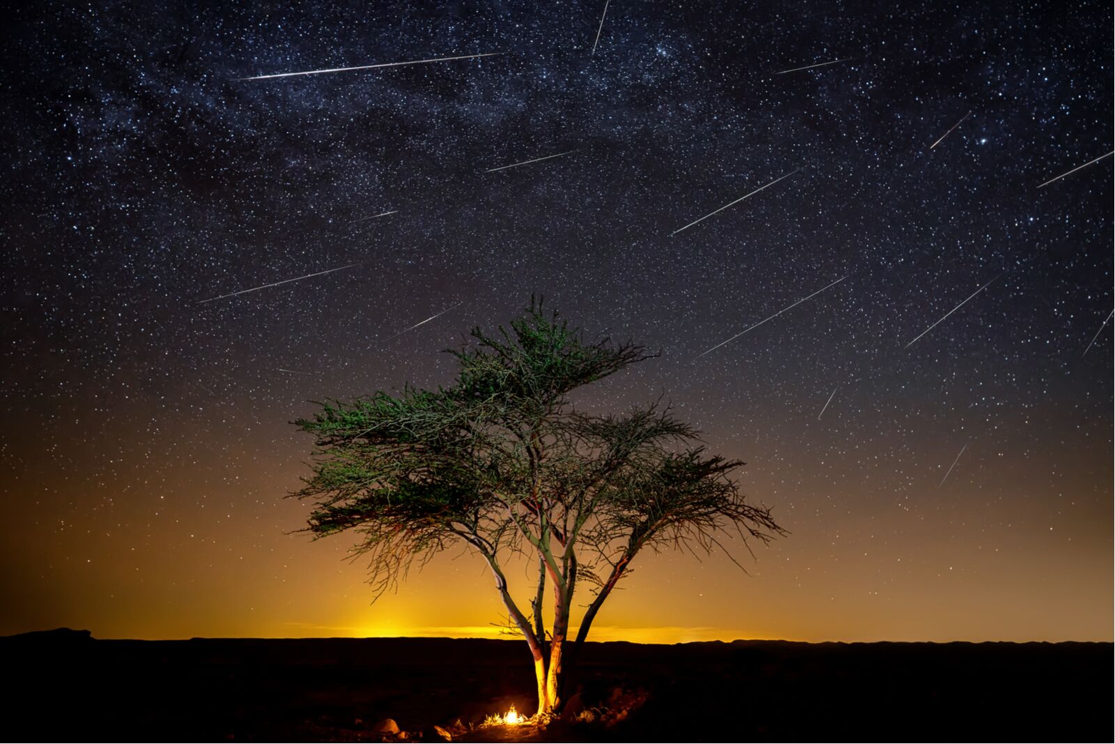 Geminids meteor shower at Canyon Ada Israel