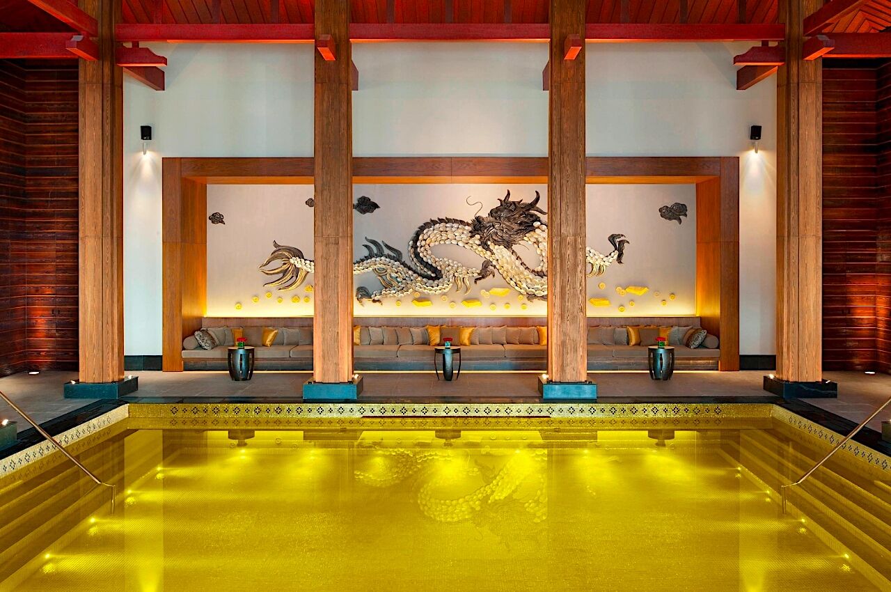Gold swimming pool at the hotel St. Regis in Tibet