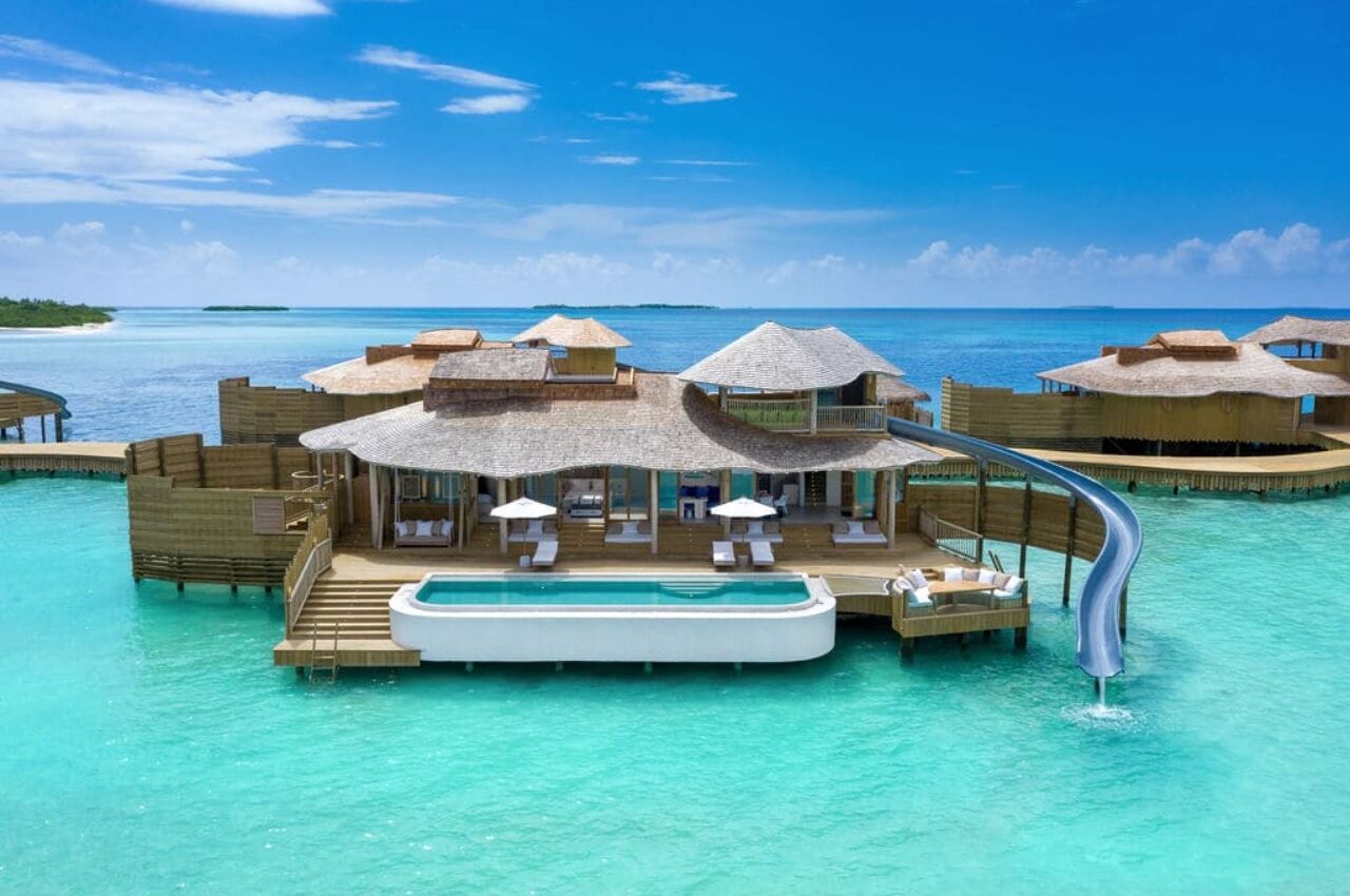 One bed overwater bungalow at the luxury hotel of Soneva Jani, Maldives 