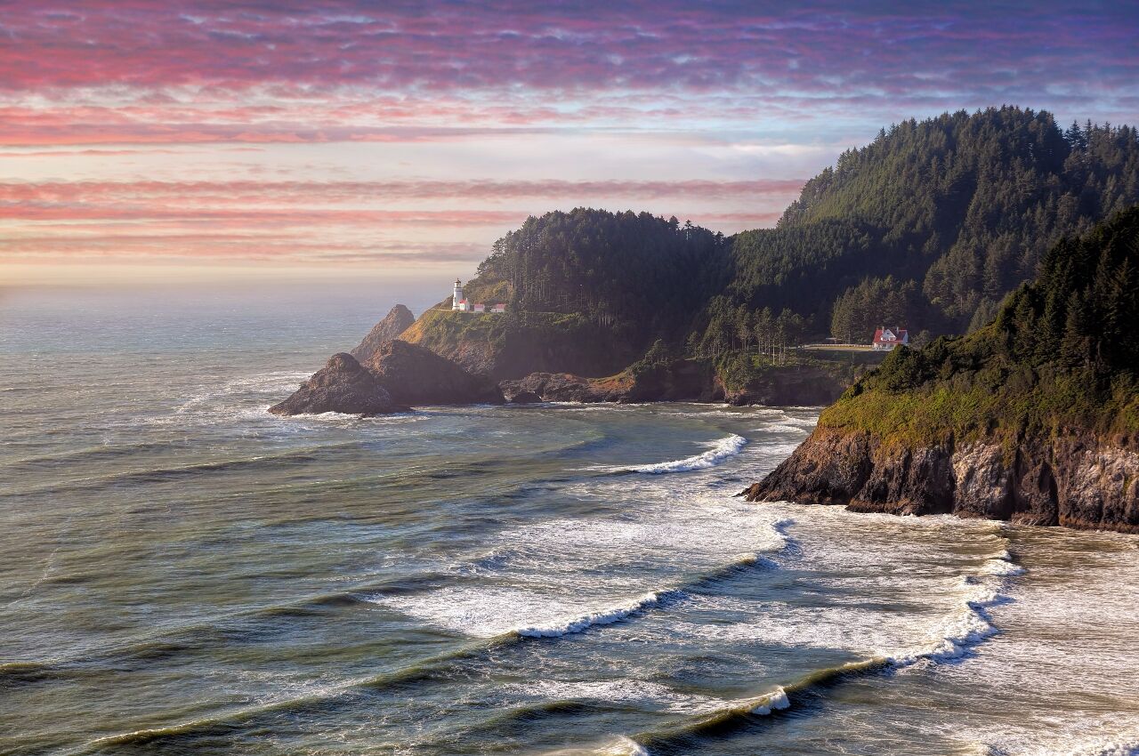 Sunrise over Yachats, Oregon coast a perfect place for Aquarius travelers 