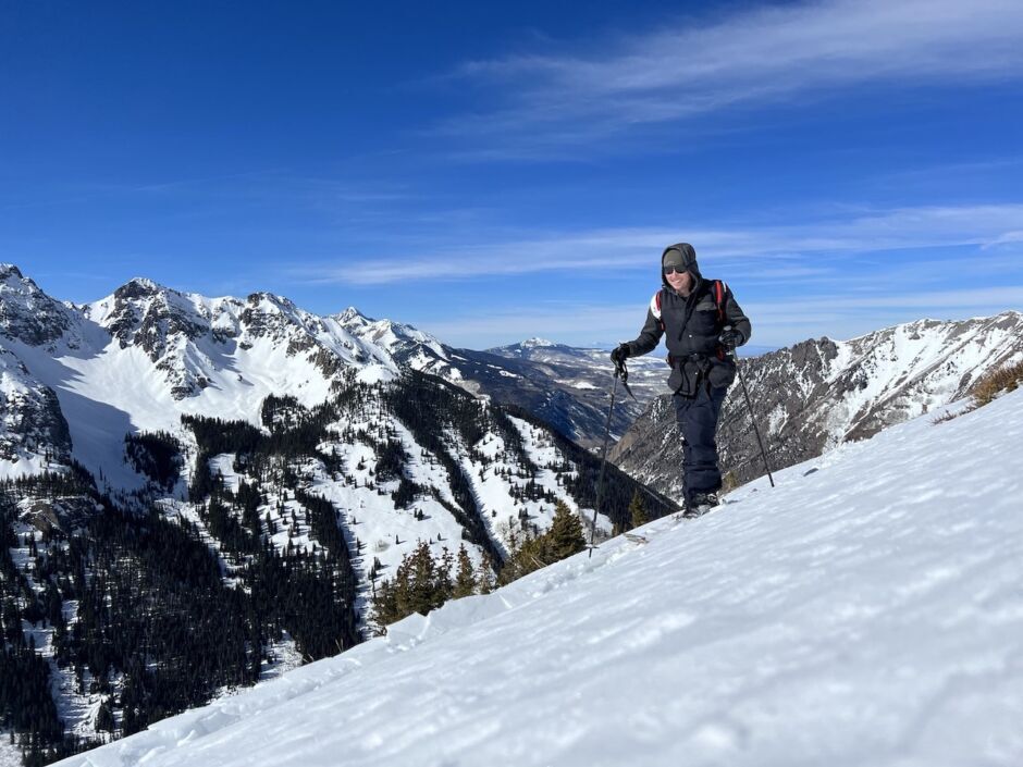 backcountry skiing near telluride with my 57Hours guide