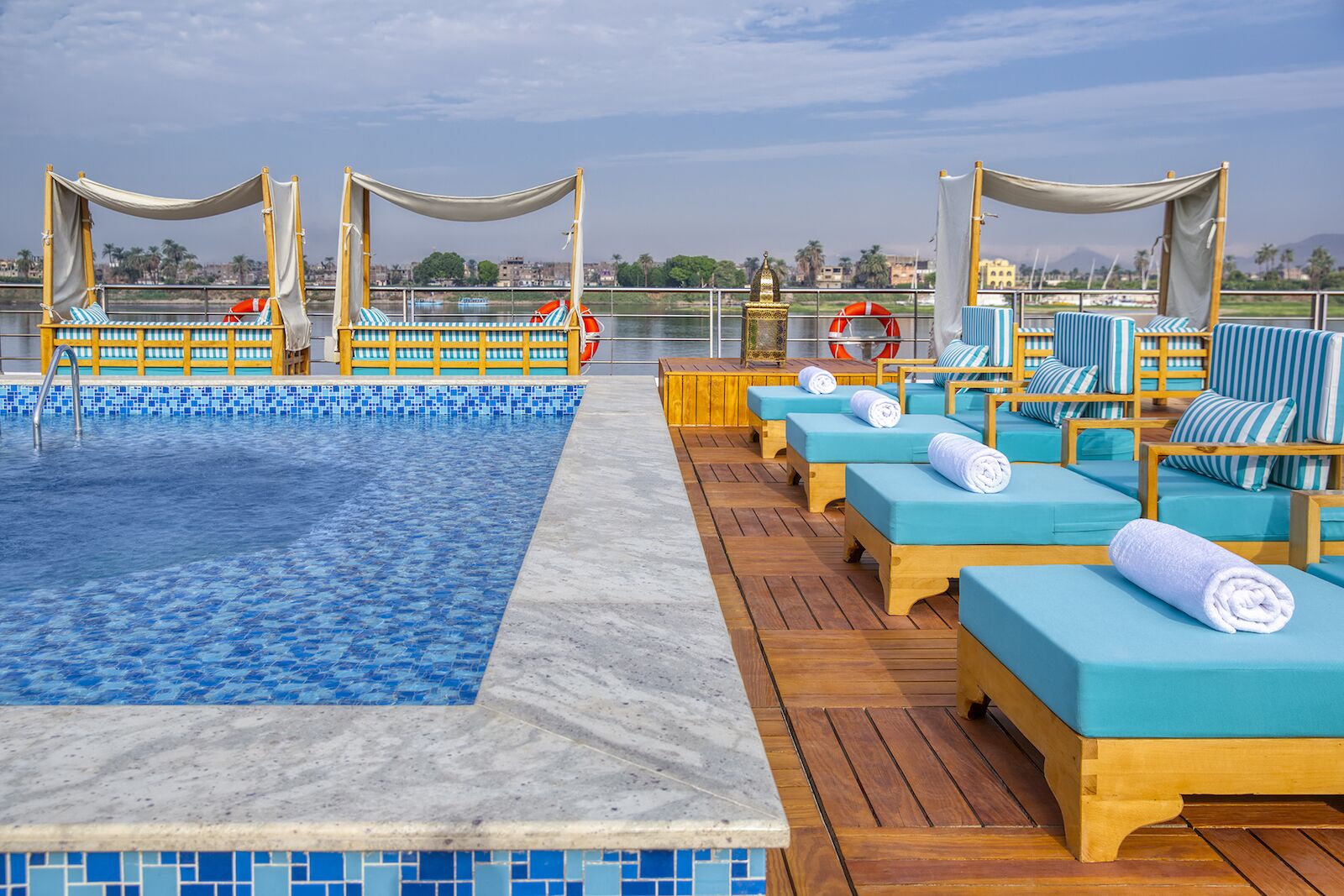 Pool aboard the S.S.Sphinx, a luxurious ship for an Egyptian river cruise on the Nile
