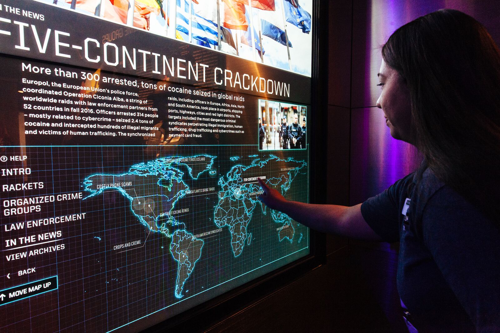 The Global Network Touch Wall at the Mob Museum