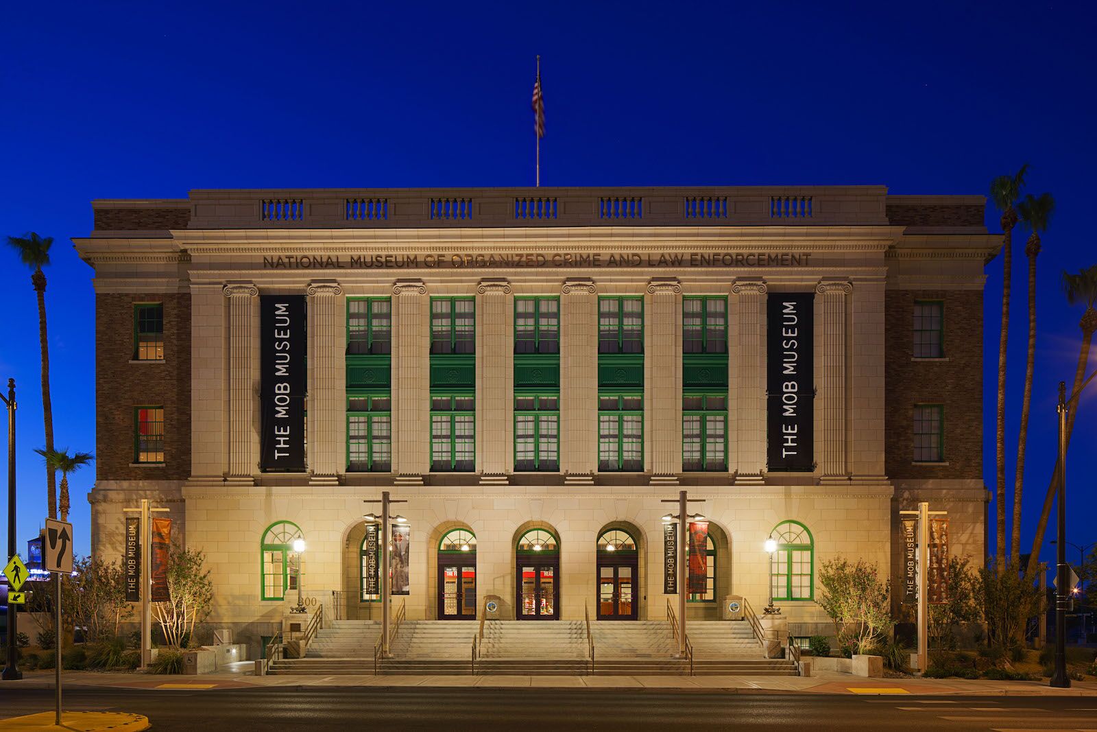 The facade of the Mob Museum in Las Vegas