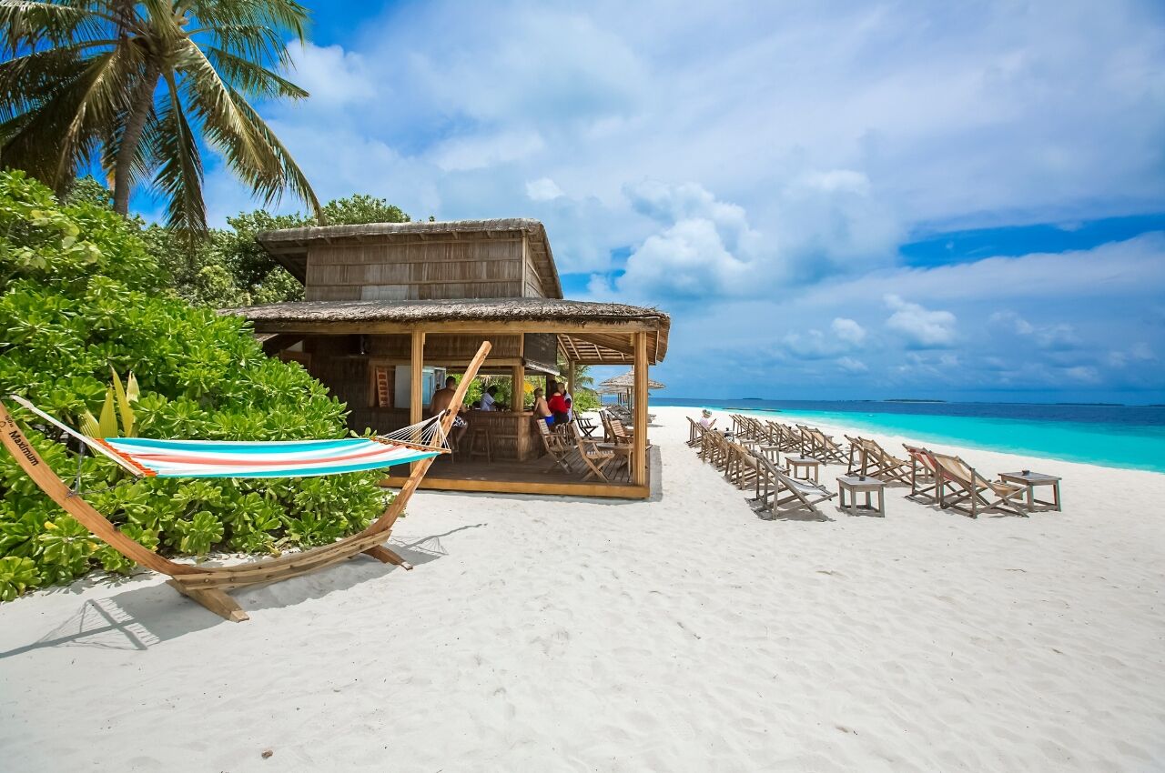 Maldives beach bar at Reethi Beach Resort 