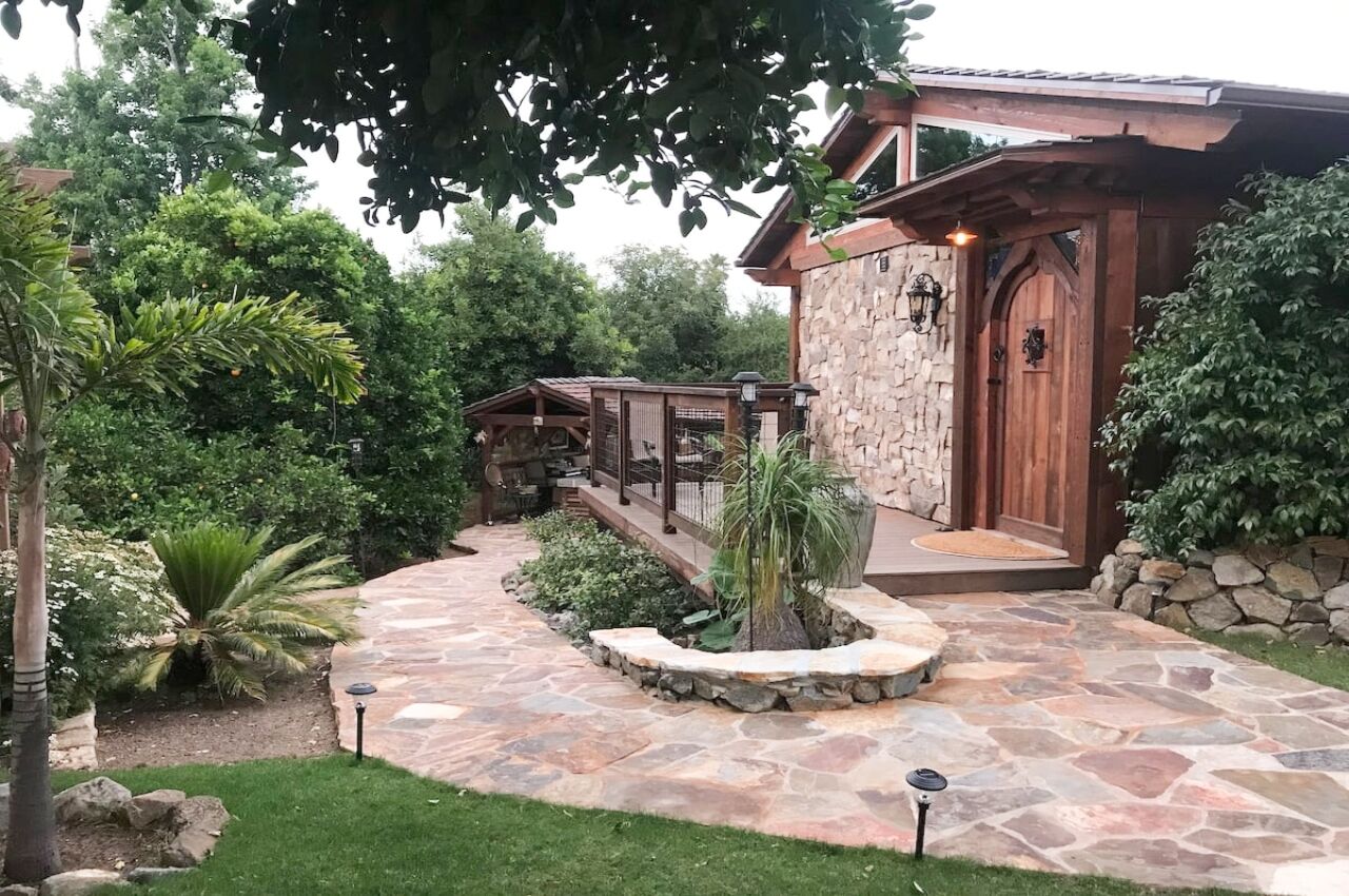 entrance of cozy quaint cabin airbnb san diego