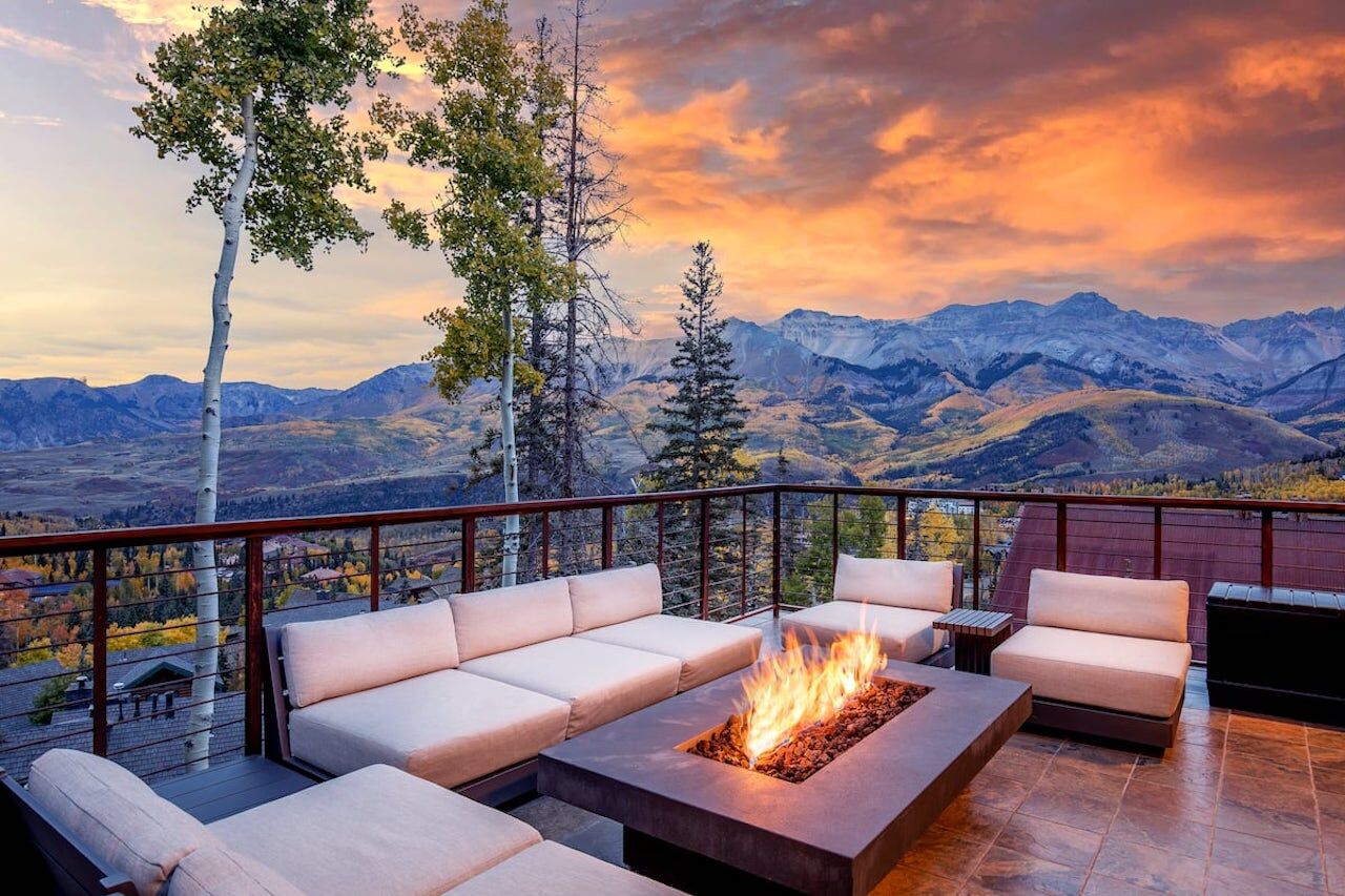 fireplace at luxe penthouse telluride airbnb