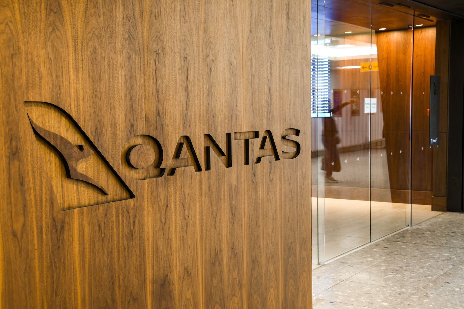 exterior of qantas lounge at Heathrow airport