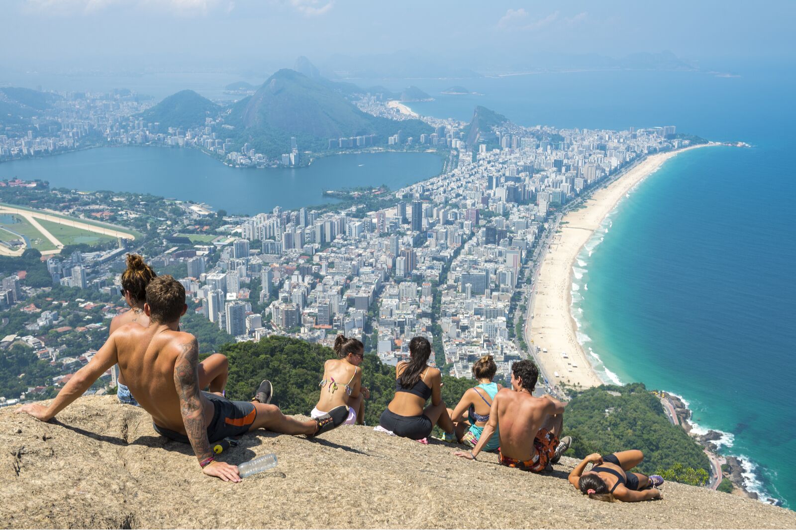 RIO DE JANEIRO hikes - people at the top of two brothers mountain
