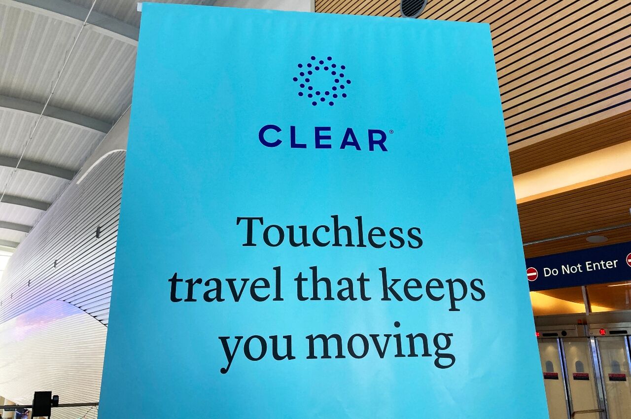 CLEAR logo on poster at Airport 
