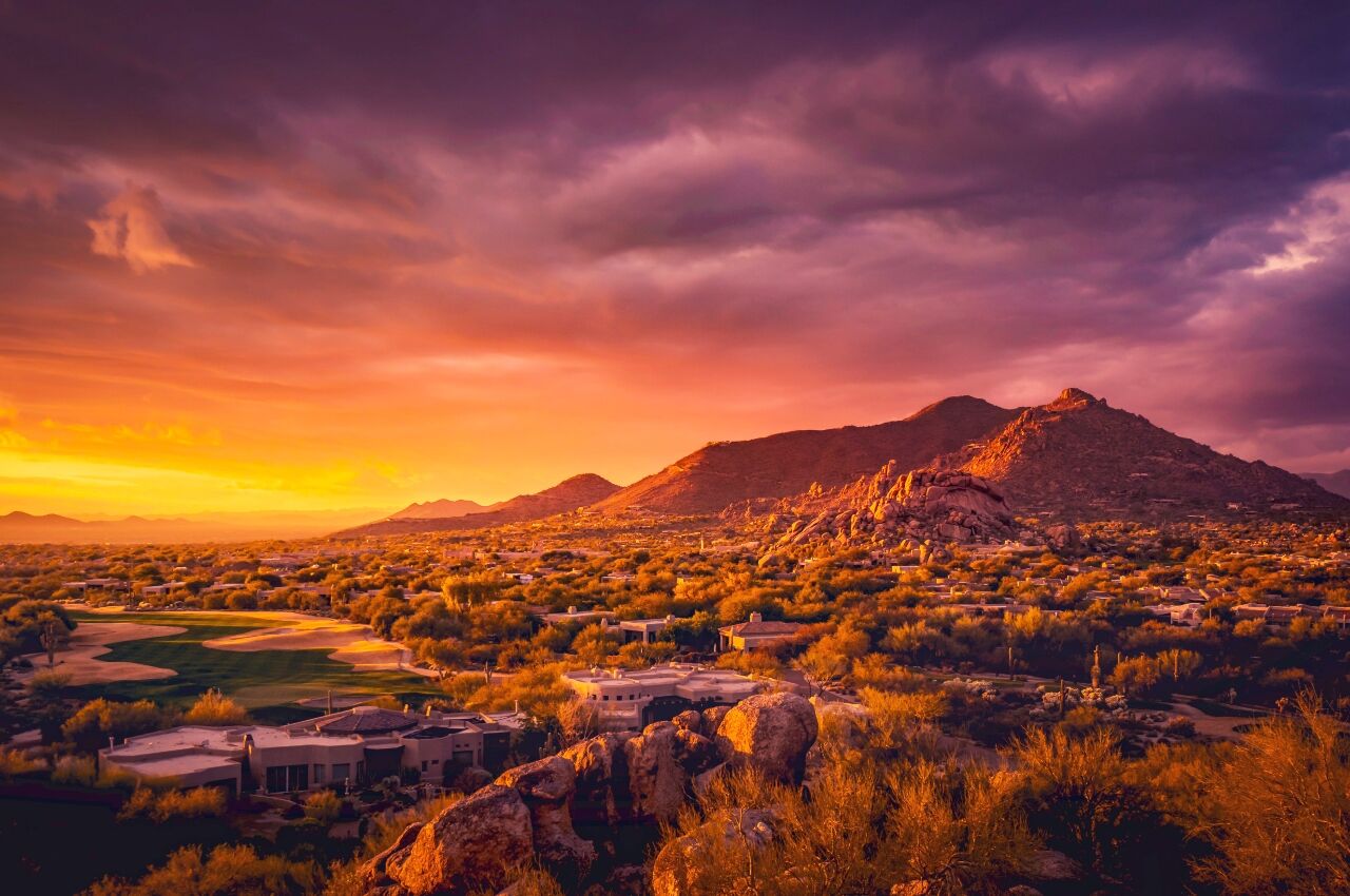 Sunset over Scottsdale, Arizona one of the best places for bachelorette party in America