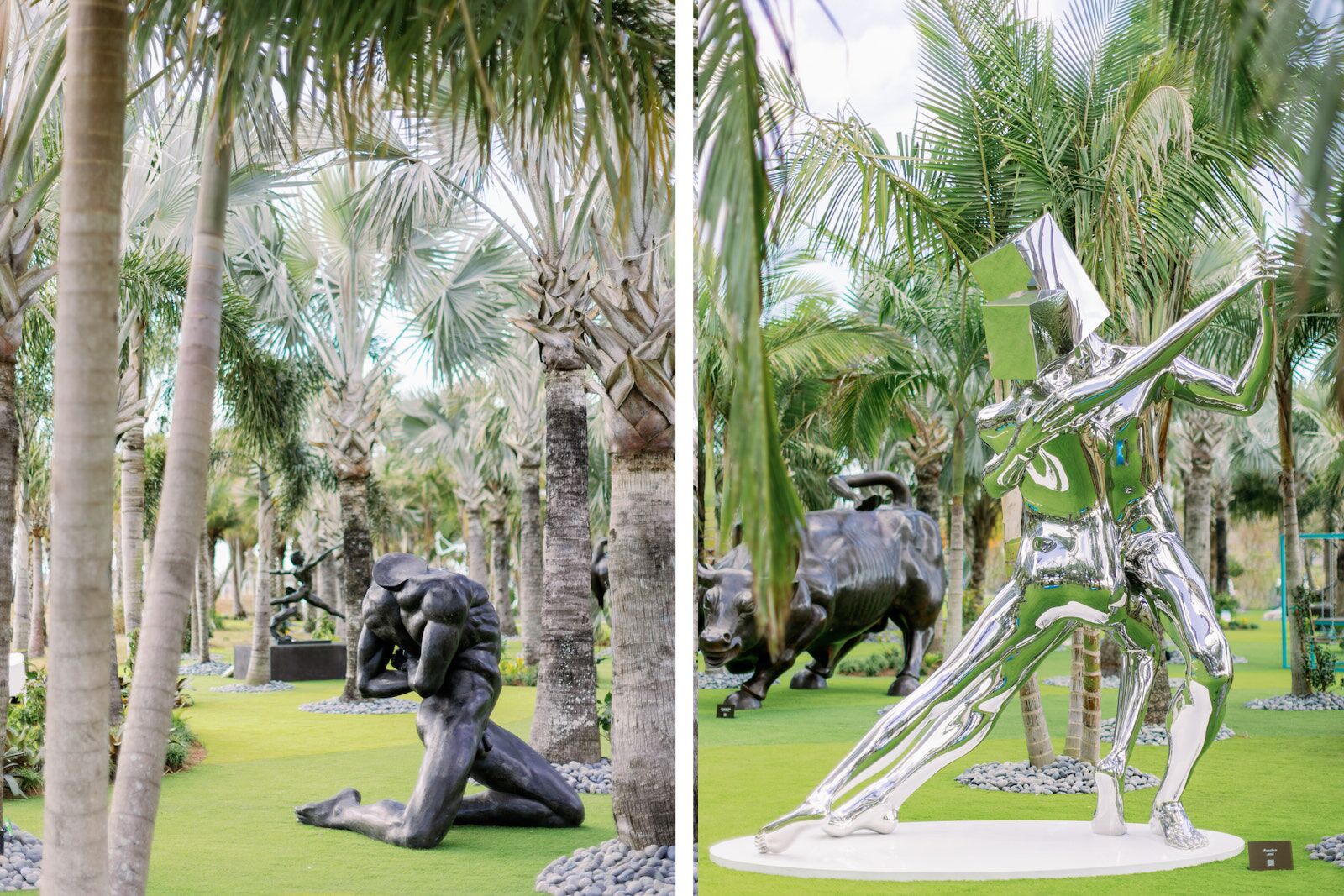 two sculptures at the lake nona wave hotel