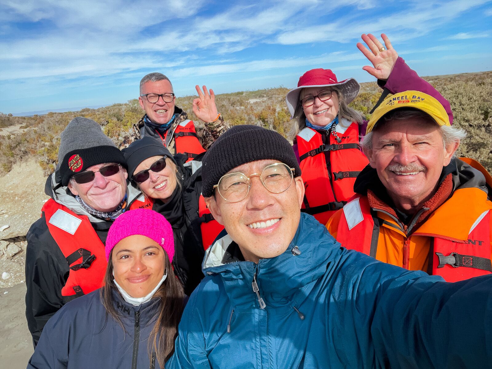 Writer with group of pals on whale watching in mexico trip - whale watching baja california