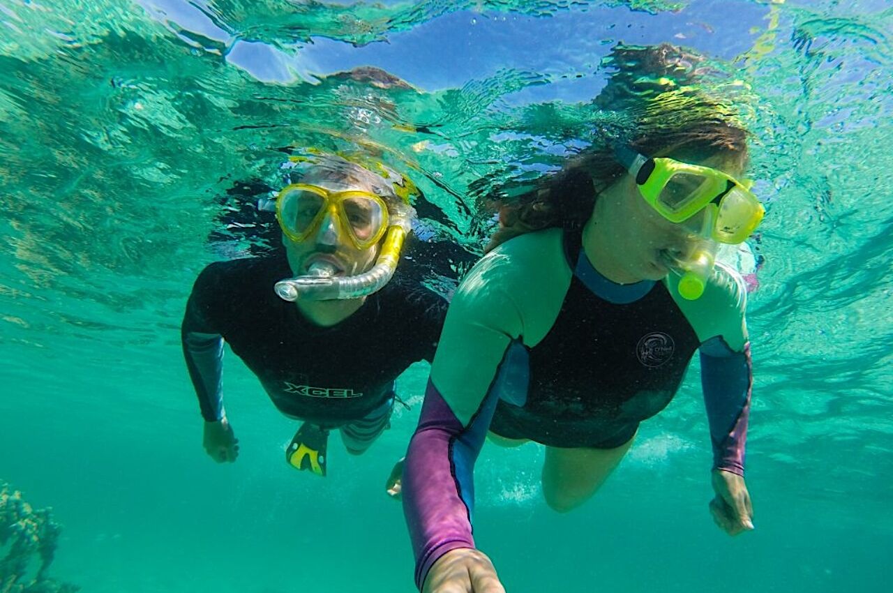 Chantae Reden and her partner snorkelling in Australia 