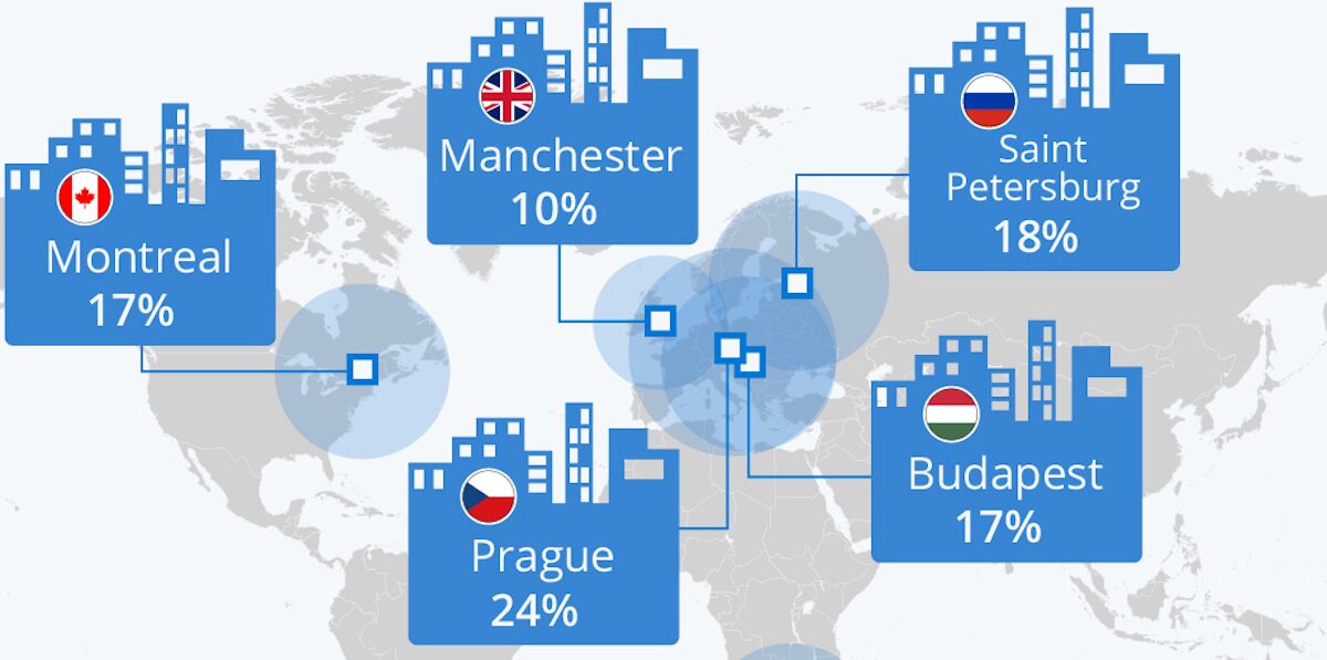 Map of the Cheapest Cities to Live in the World in 2022