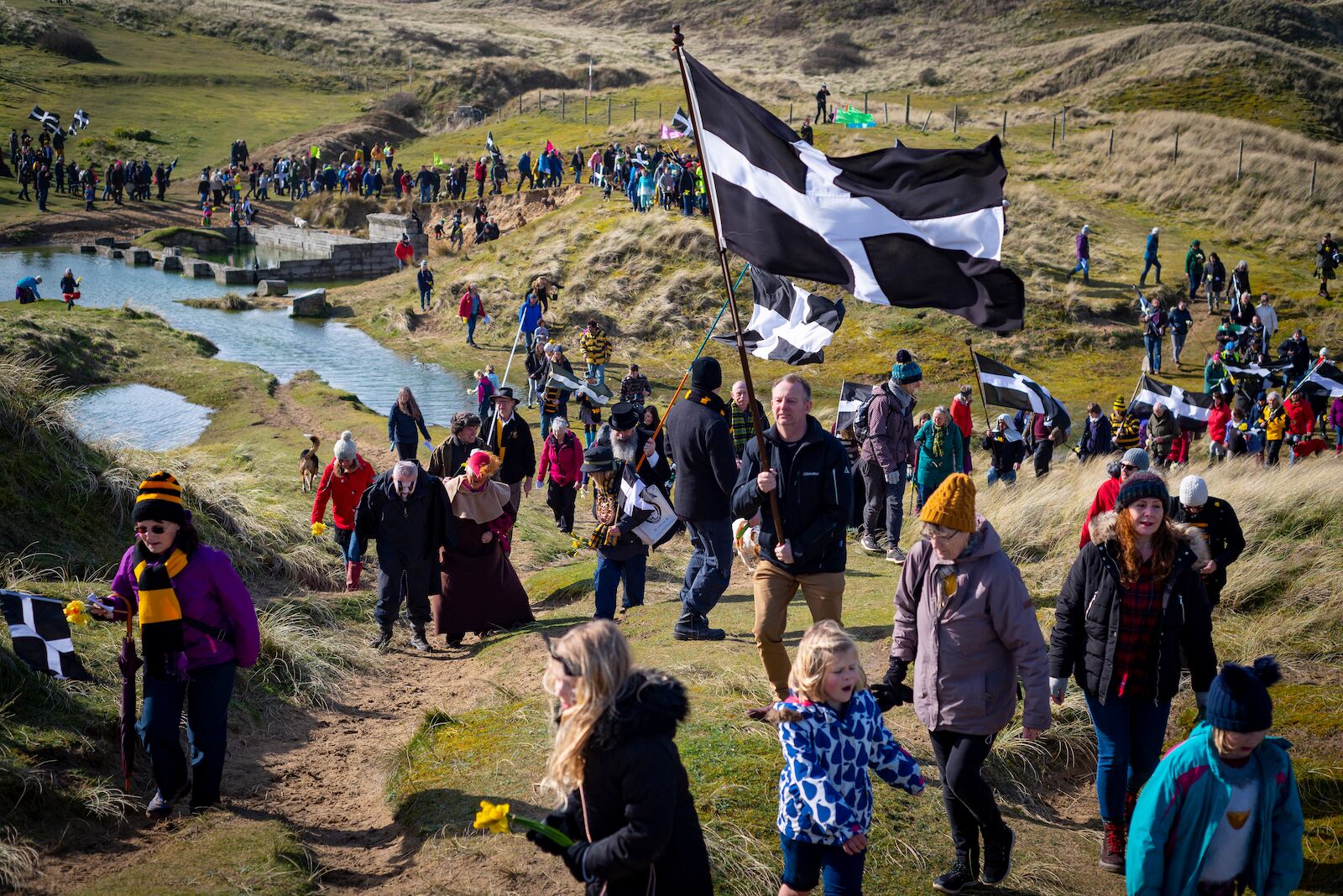 Celtic flags: Cornwall. Cornwall's flag is black and white with a cross
