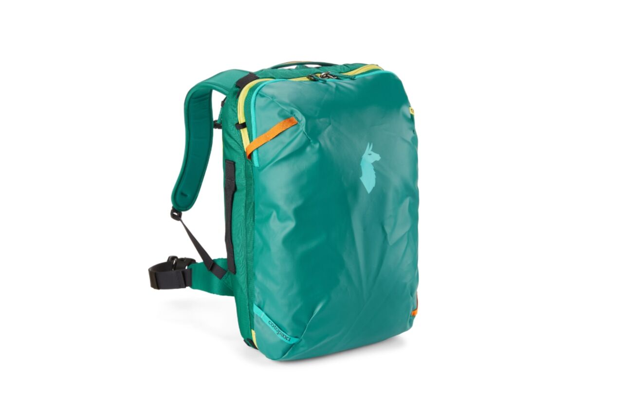 Green Cotopaxi business travel backpack