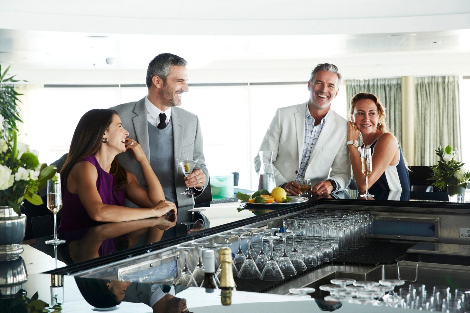 People drinking at bar on Seabourn Cruise Line
