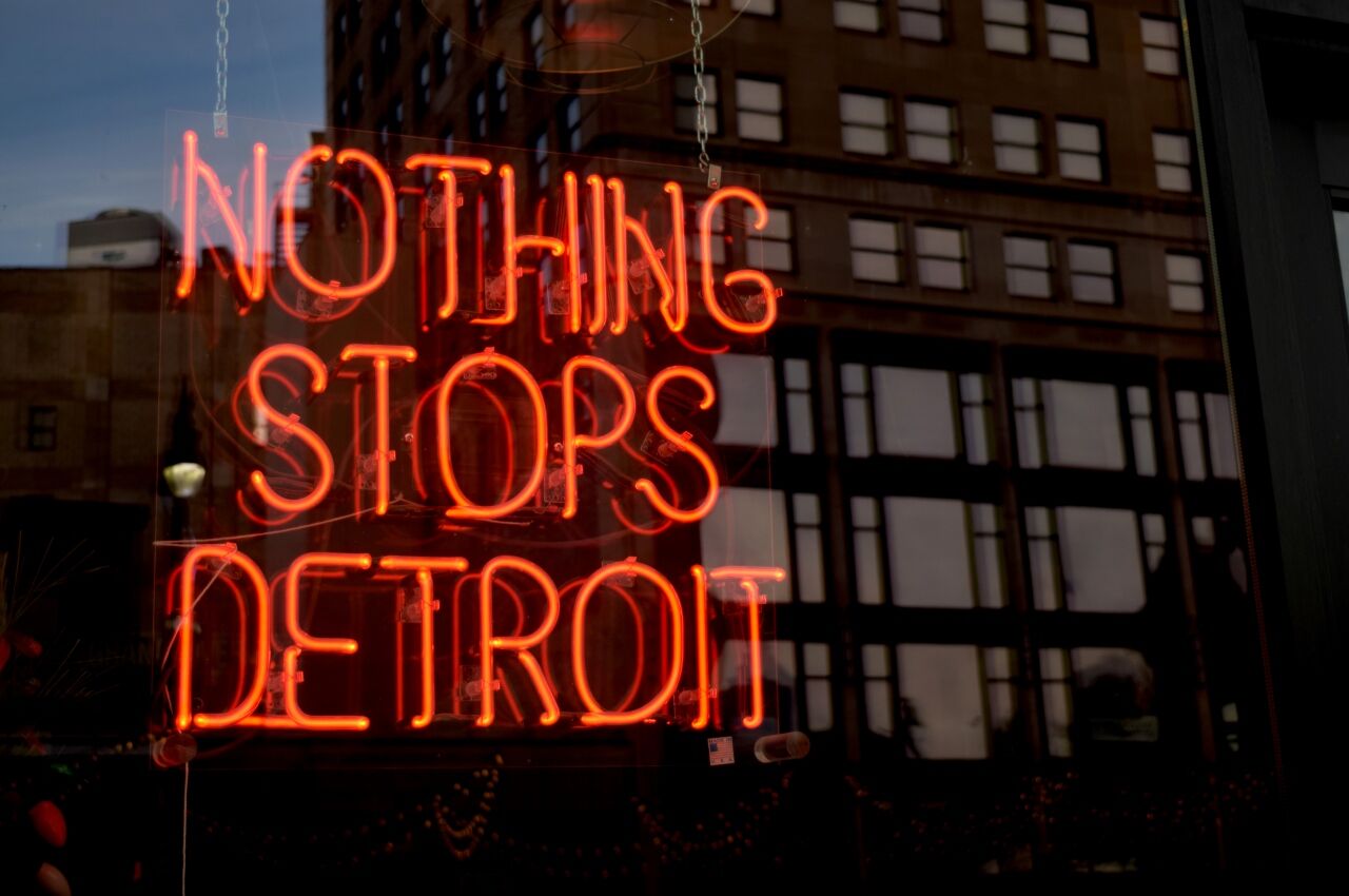 Neon nightlife sign in Detroit one of the best places in midwest for bachelorette party