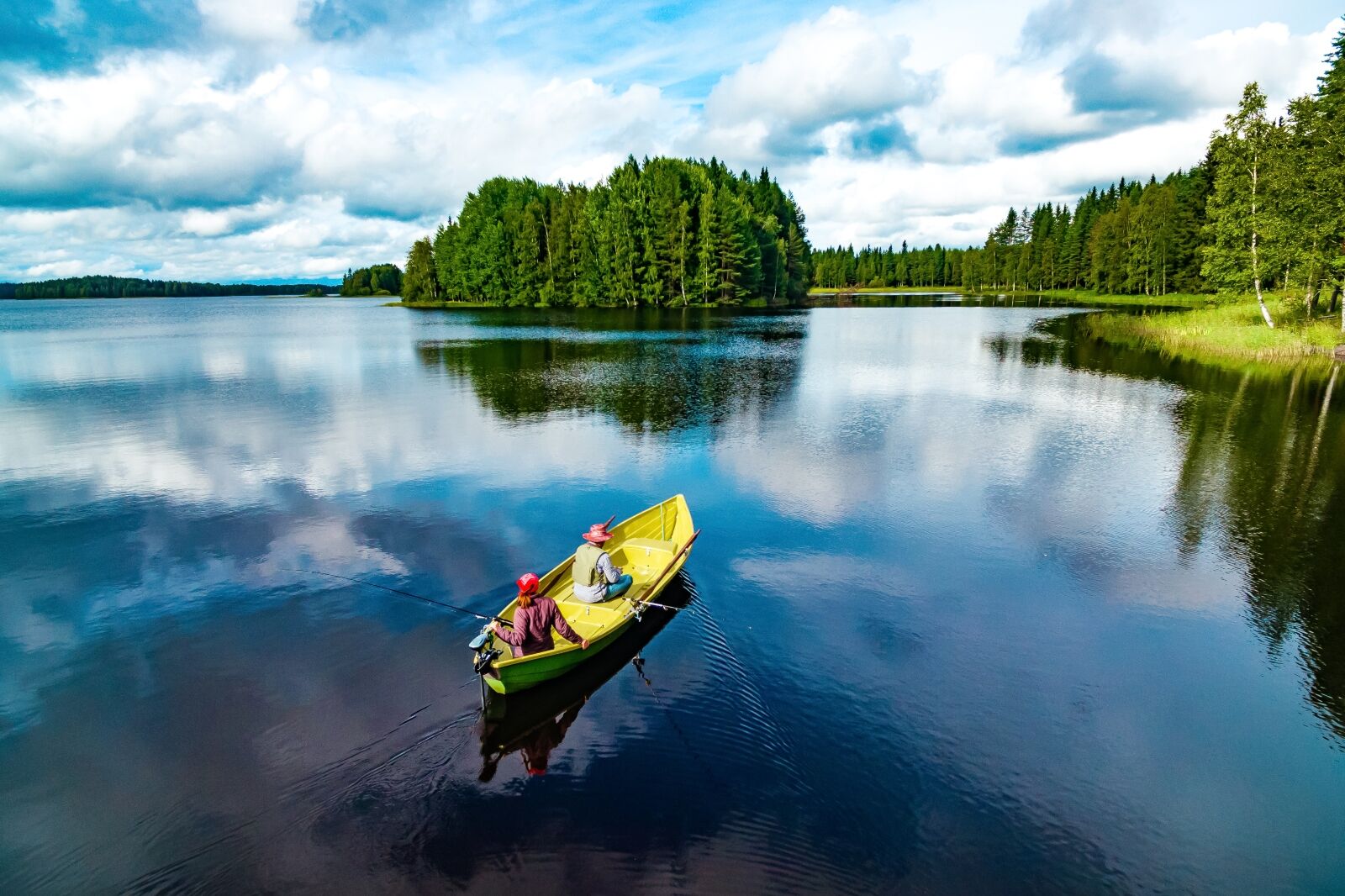 People Kayaking in Finland one of the happiest countries in the world 