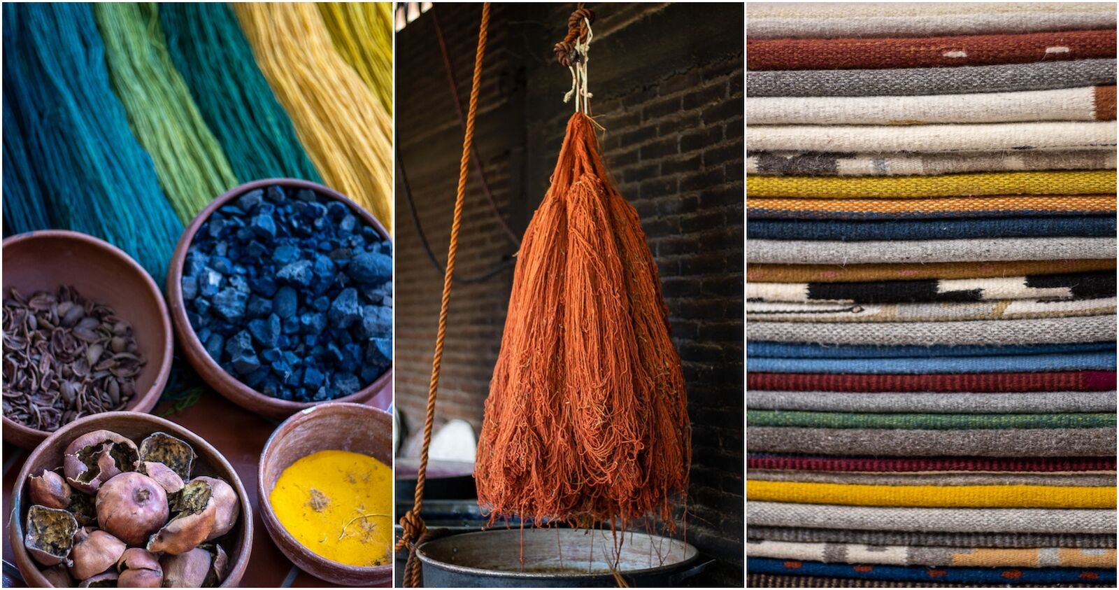 Weavers in Oaxaca, Mexico, use natural ingredients to dye their fibers to create Zapotec rugs